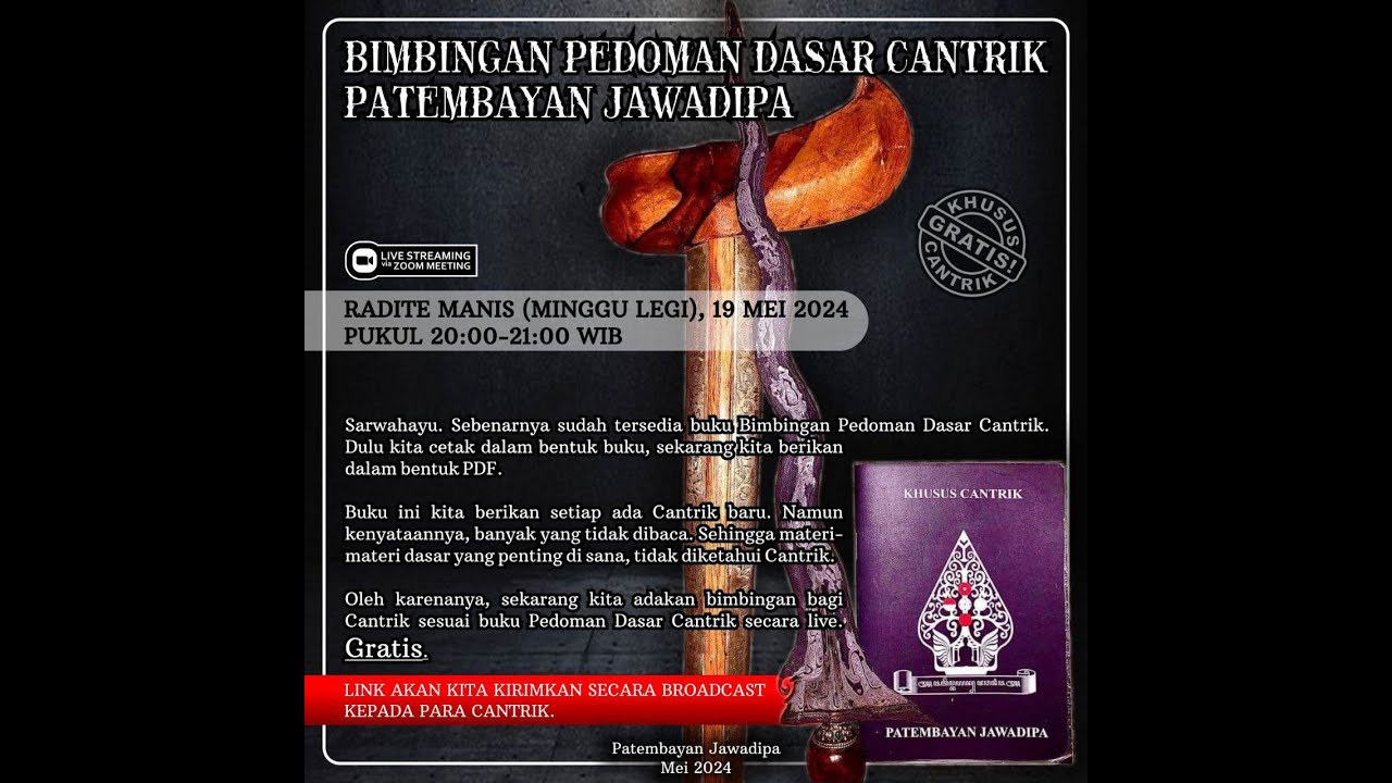 Wedaran Pedoman Dasar Cantrik Sesi 1