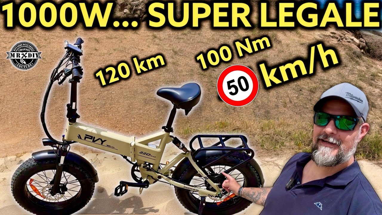 1000W, 50km/h ma LEGALE. Bici elettrica Fat da fuoristrada sospensione completa. PVY Z20 plus 250W
