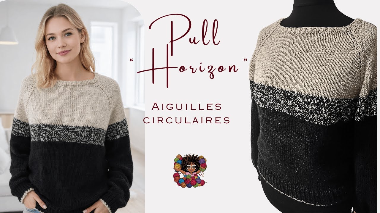 PULL HORIZON  - Aiguilles circulaires faciles