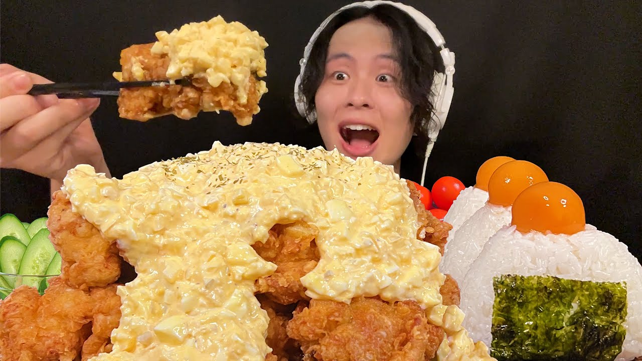 ASMR タルタルソースのチキン南蛮添え‼️【咀嚼音/mukbang/Eating Sounds】