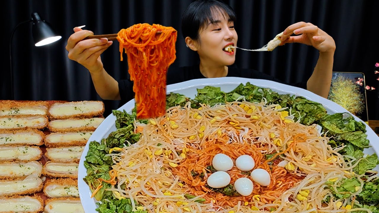 매콤새콤한 쫄면에 바삭한 치즈 돈까스! 분식 리얼먹방 | JJOLMYEON | CHEESE PORK CUTLET | MUKBANG | EATING SHOW | ASMR