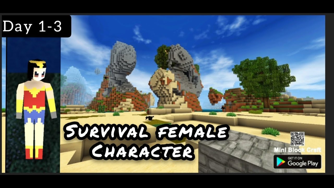 Survival series season 5 Female Player  Day 1-3 Mini block craft