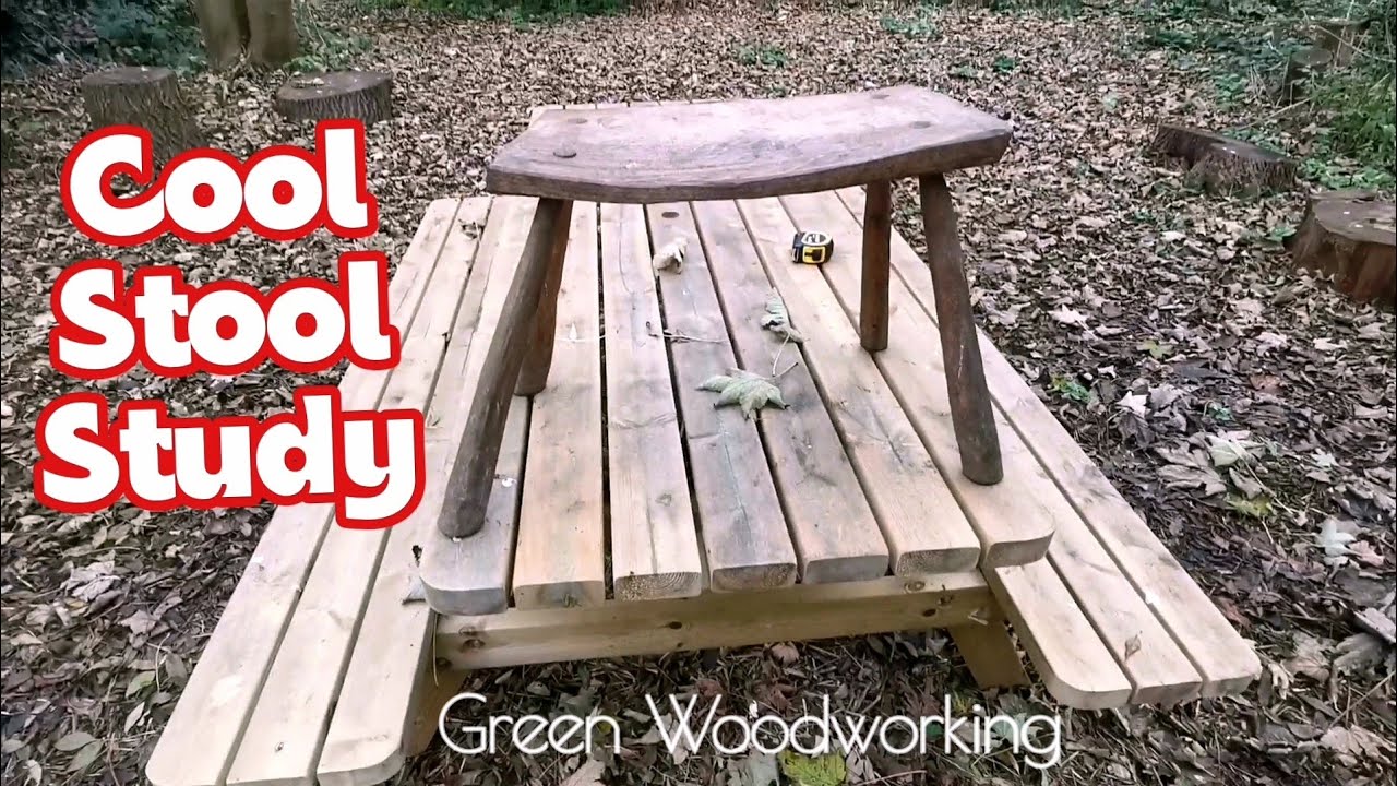 Green Woodworking Stool - Inspirational design - with measurements - Ep14