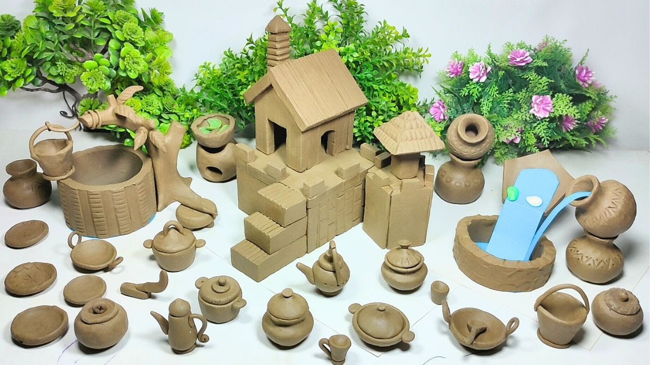 DIY How To Build House Has Well and From Clay  - Animals House (Satisfying)