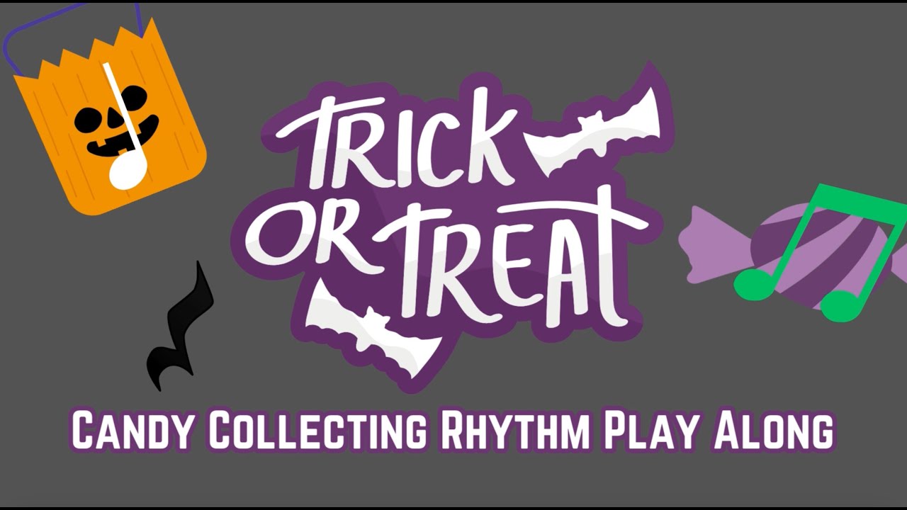 Trick-or-Treat Rhythm Play Along (Using Quarter Notes, Quarter Rests, & Beamed Eighth Notes)