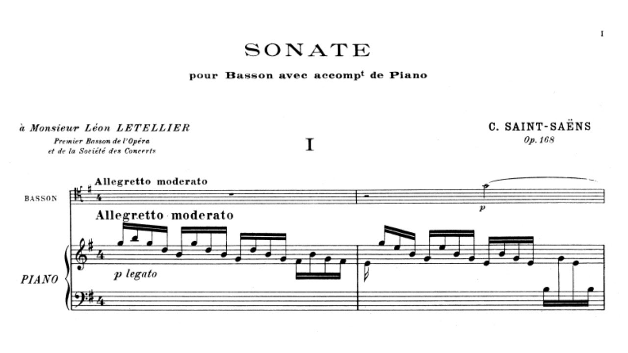 Camille Saint-Saëns: Bassoon Sonata, Op. 168/R. 148 (1921)