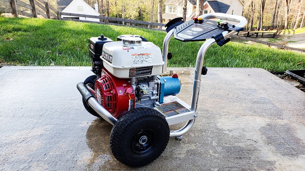 Simpson ALH3228 pressure washer on concrete slab
