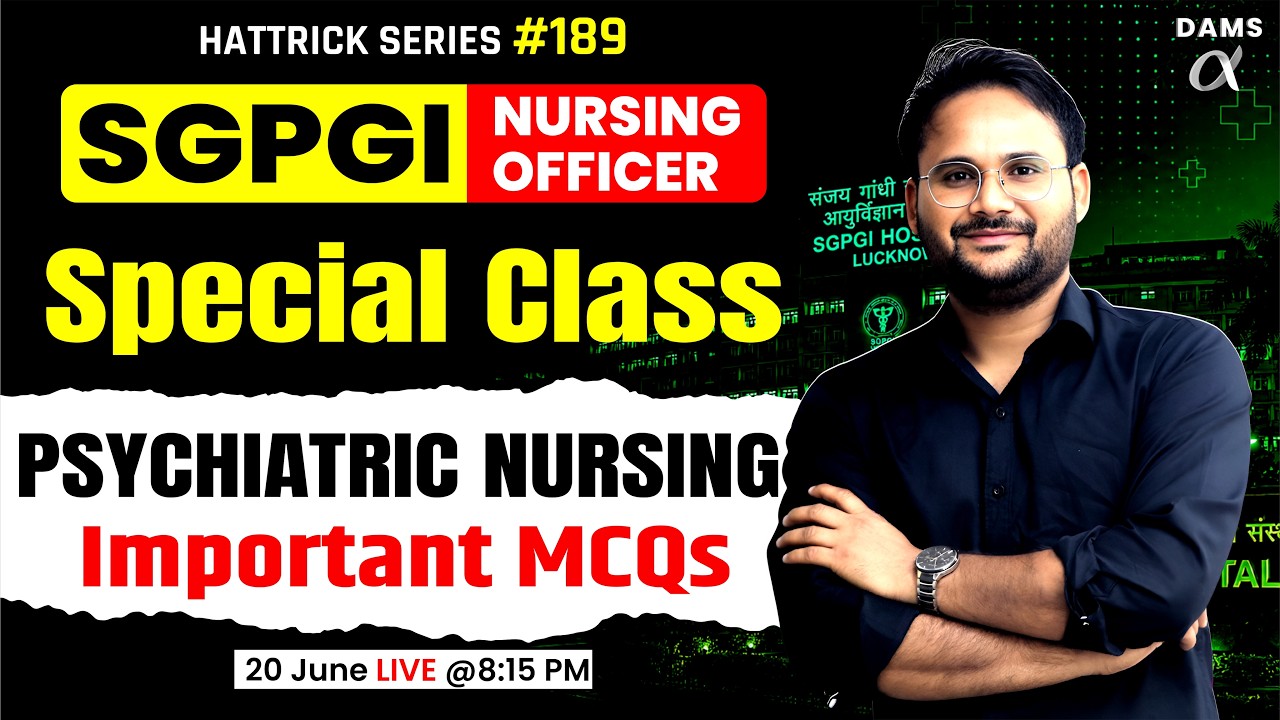 SGPGI Nursing Officer Preparation 2026 Psychy 🚀 | Most Expected MCQs | DAMS Nursing by Kamlesh Sir