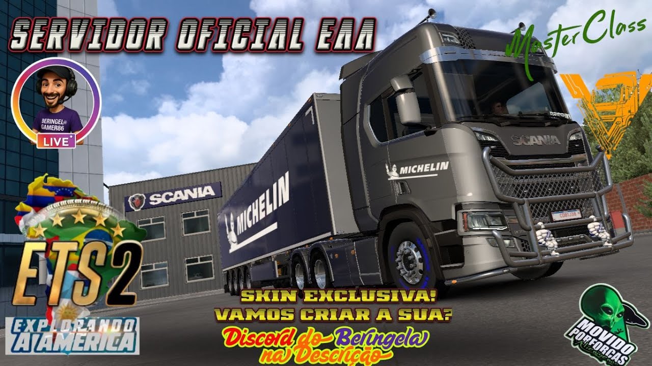 🔴ETS 2 Mapa EAA1.55 Servidor Oficial🔴Scania R linda da MICHELIN!!🔴Desbravando o Norte e Nordeste