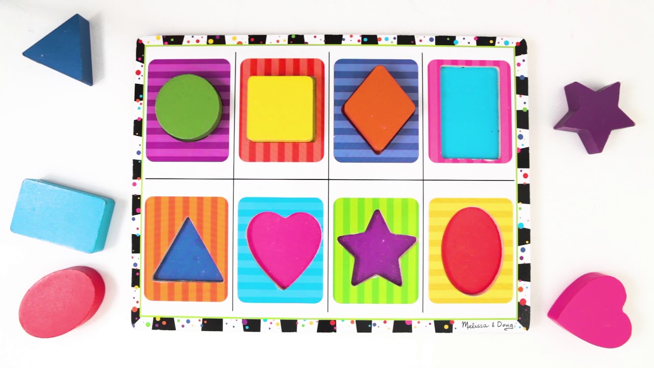 Learn Shapes and Colours with the Shapes Chunky Puzzle by Melissa & Doug!  Preschool Fun Learning!