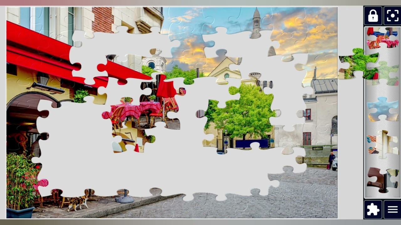 Cozy Street with table of Cafe in Montmartre in Paris🌈✨//jigsaw puzzles craft//Amazing puzzles Art//