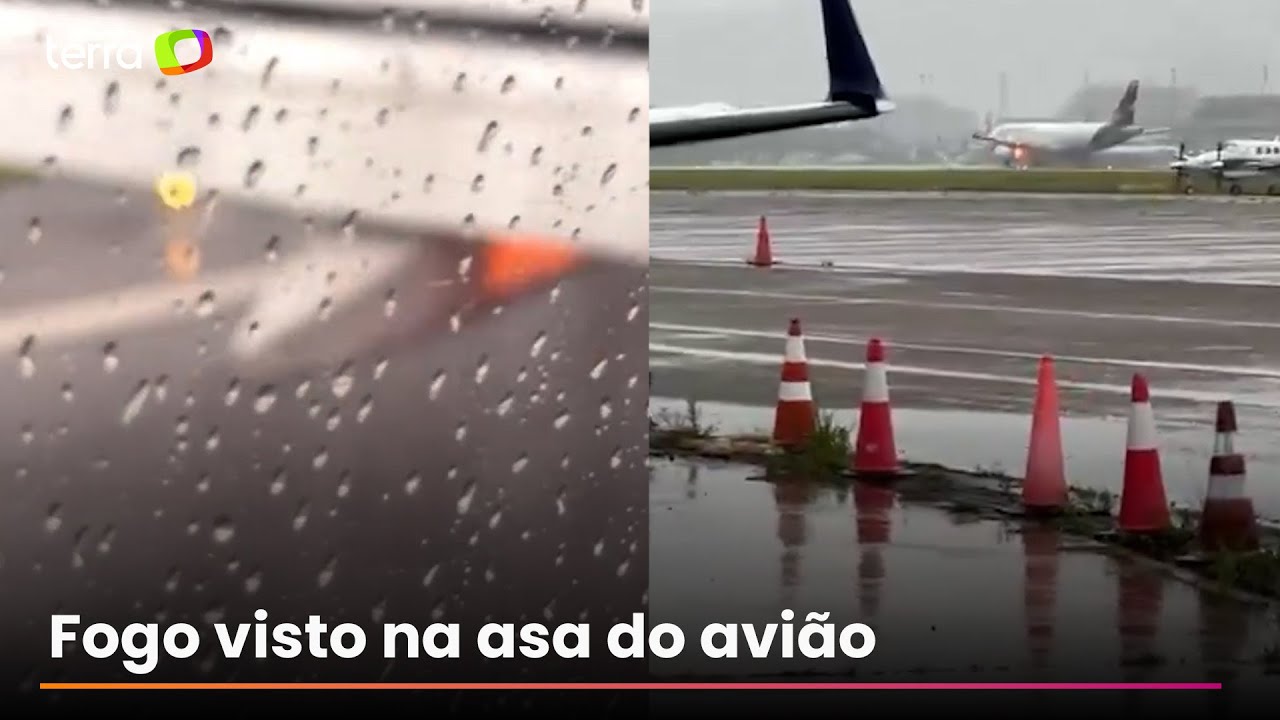 Motor de avião pega fogo durante decolagem no aeroporto de Florianópolis