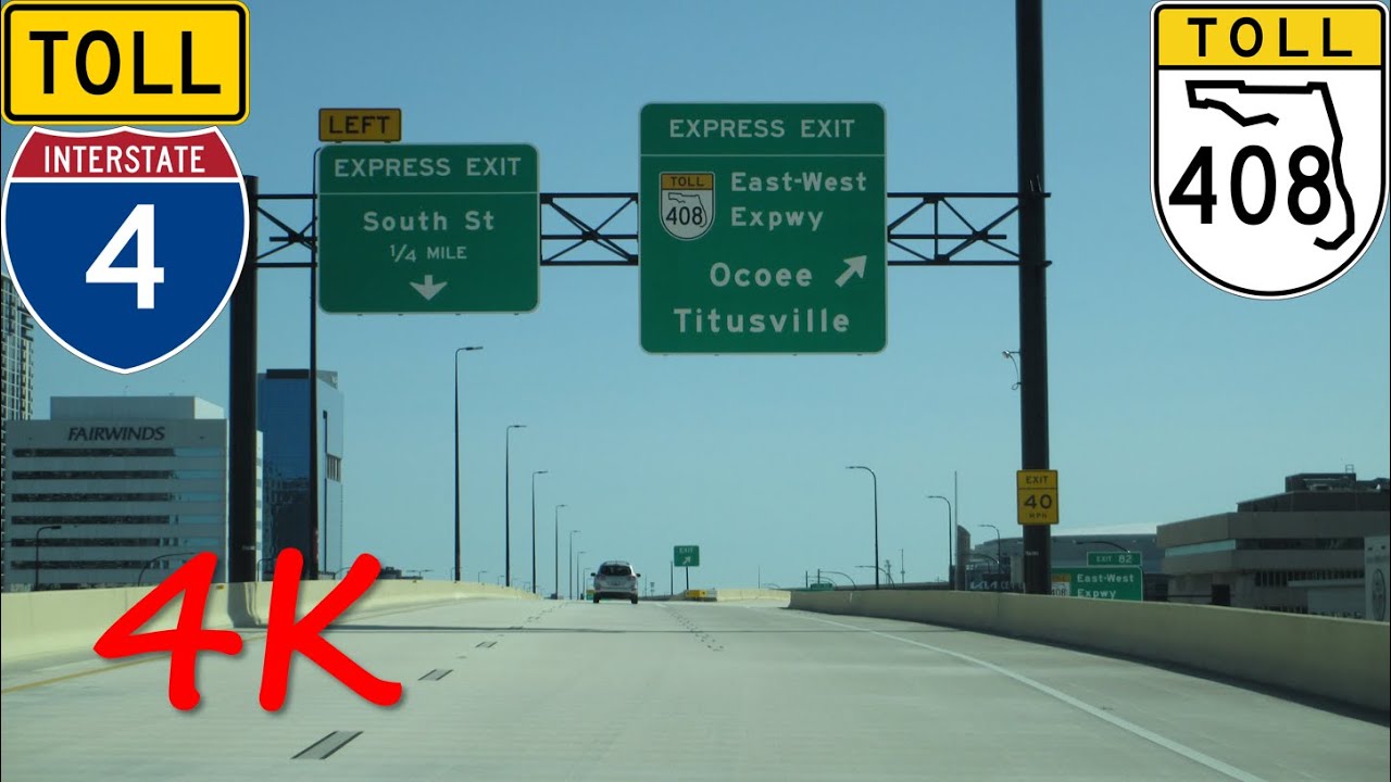 ⁴ᴷ I-4 Ultimate Express Lanes (Downtown Orlando, FL) westbound [4K VIDEO]