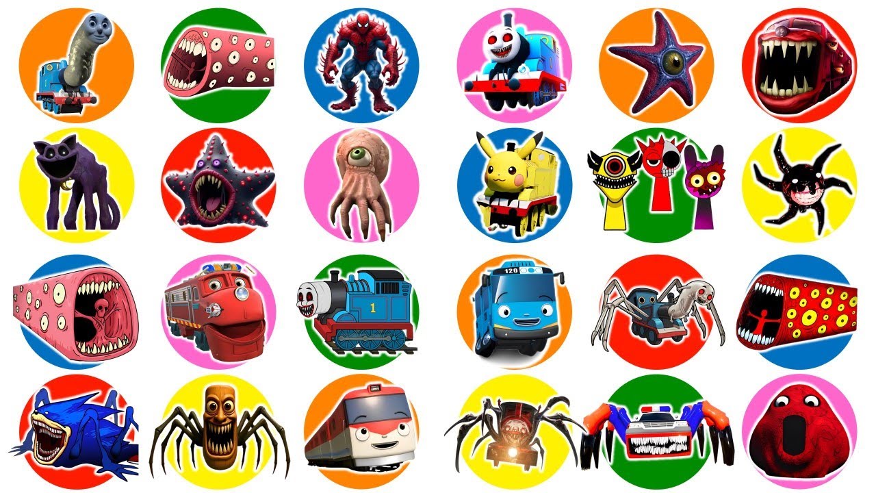 Spin Wheel Bus Tayo,Thomas Lipan,Train Eater,Hungry Star, Brain Eye,Screech Roblox,Shin Sonic,Starro