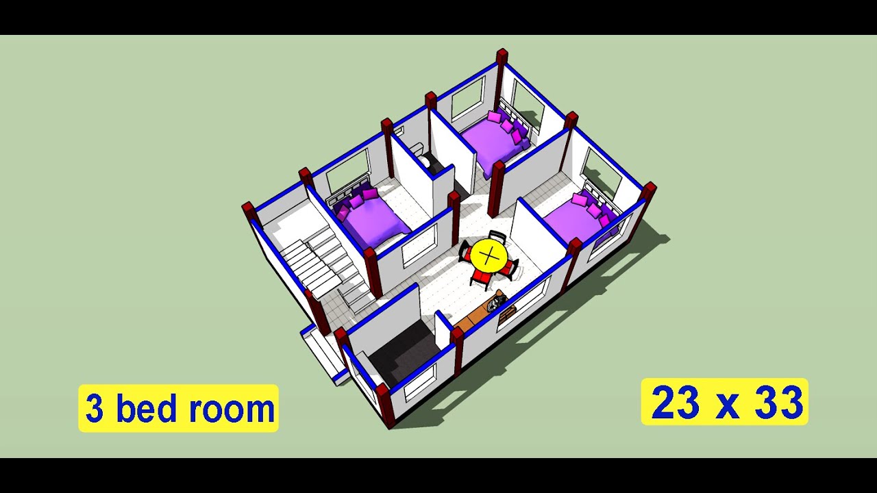 23 X 33 best 3 bedroom 