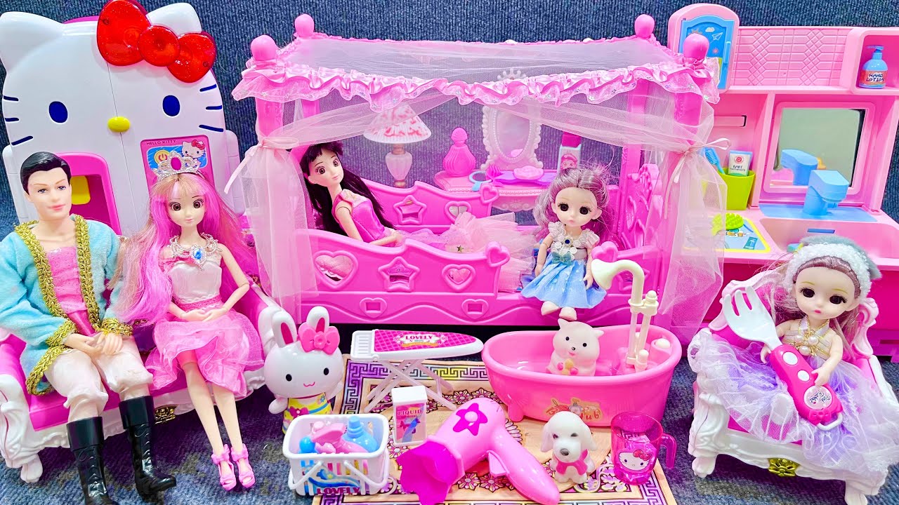 12 Minutes Satisfying with Unboxing Barbie Hello Kitty Kitchen, Rock Bed Play Set Review Toys | ASMR