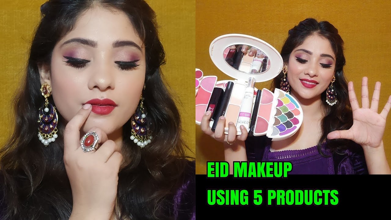 5 MAKEUP PRODUCTS EID CHALLENGE IN 10 MINS || For Teenager/ Beginners || shystyles