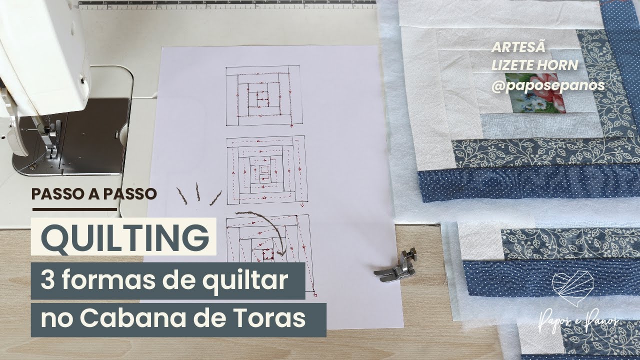 Como fazer quilting reto com a máquina doméstica comum no bloco Cabana de Toras