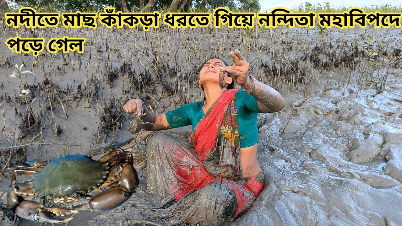 নদীতে মাছ কাঁকড়া ধরতে গিয়ে নন্দিতা মহাবিপদ এর মধ্যে পড়ে গেল || Nandita Sundarban life 