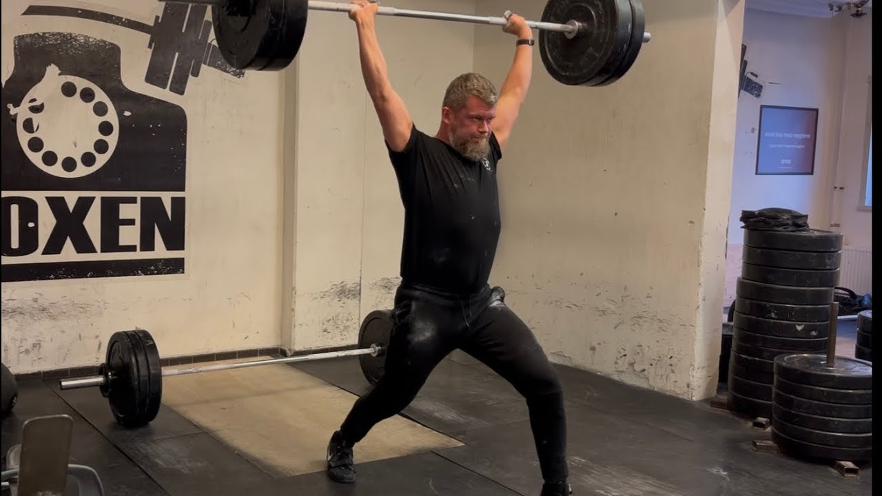Week 1 Day 4. Two masters lifters doing some work. Snatch, power clean and jerks. Pulls to end with