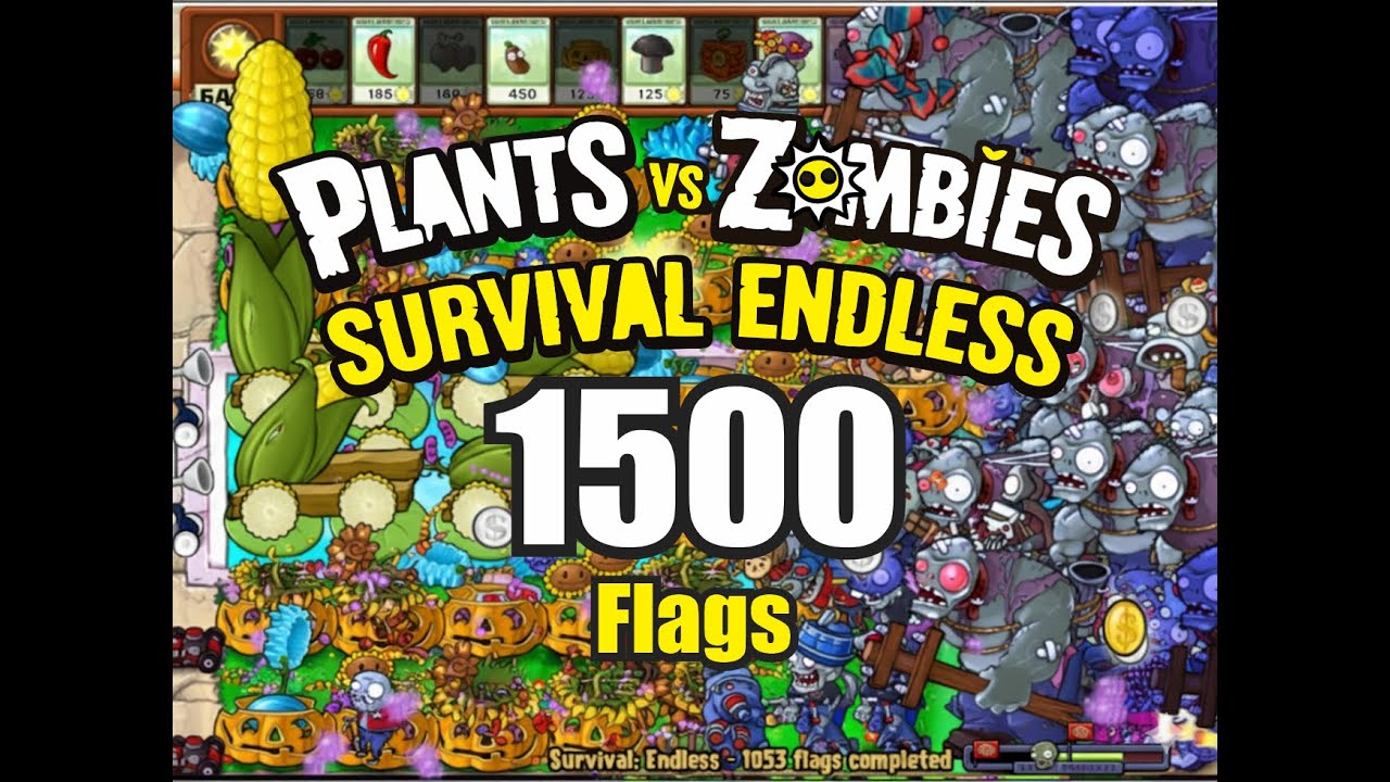 Setup Pertahanan plants vs zombies survival endless yang sulit Ditembus -  1500 Flags Completed