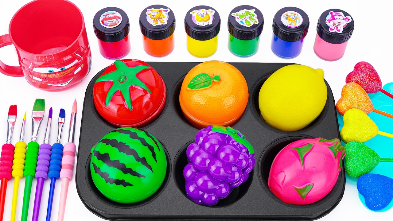 Oddly Satisfying Video 🌈 How To Make Crazy 6 Fruit Lolipops Stick Labubu SPRUNKI Paints Mixing ASMR