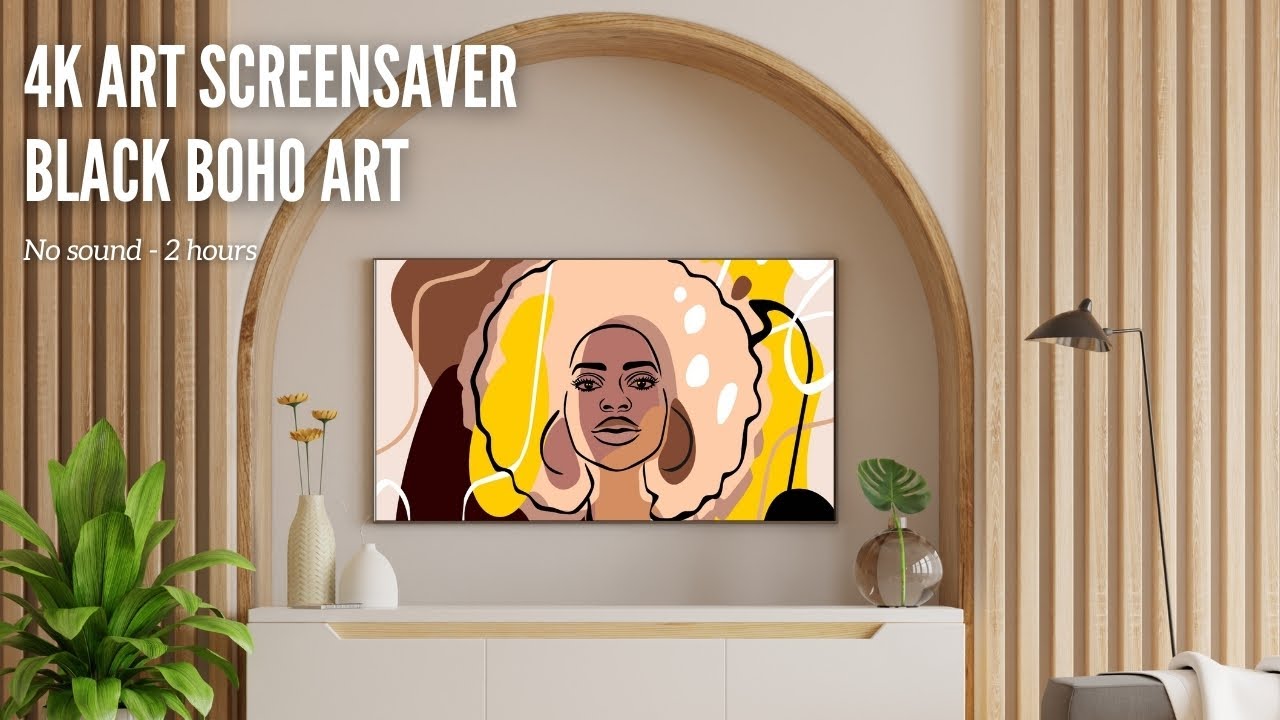 Black Art Screensaver for TV | 4K Relaxing Boho Portrait Art for TV | Interior Decoration