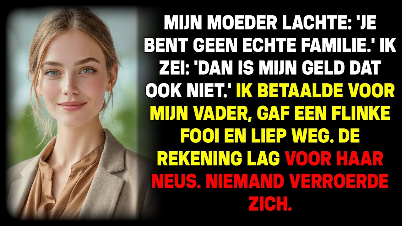 Op papa’s feest zei mijn moeder: ‘Je bent niet eens familie’—ik zei één zin en alles veranderde.