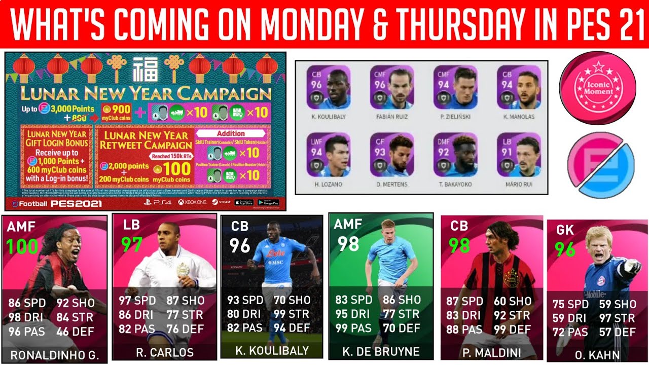 What's coming on Monday 22 and Thursday in Pes 2021 mobile