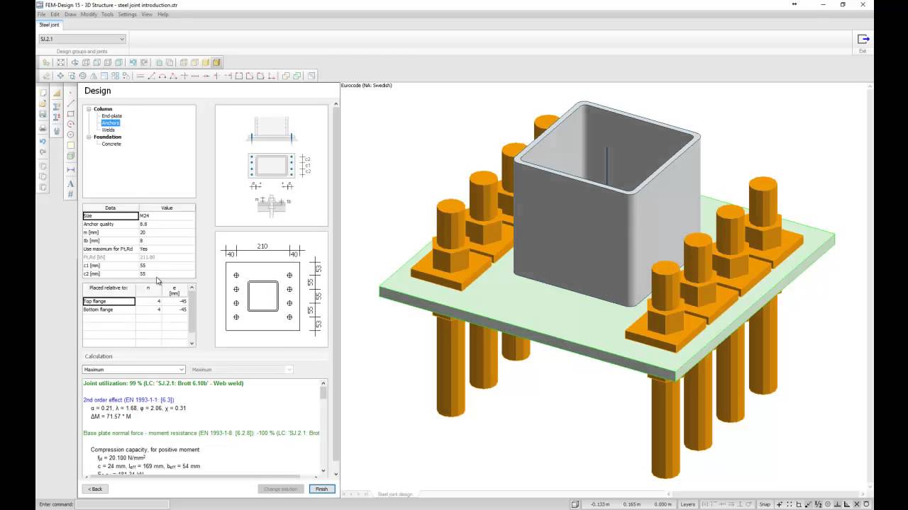 FEM-Design Steel Joint - built in 3D Structure (Swedish)
