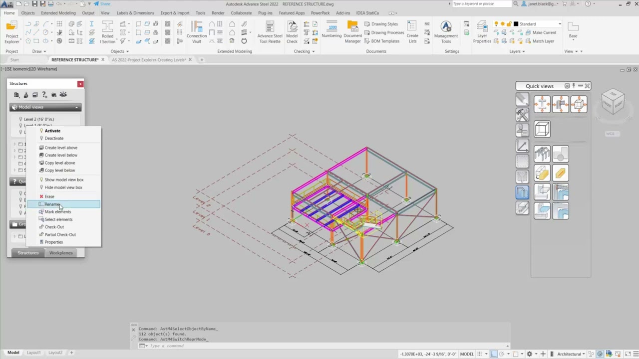 Advance Steel: Creating levels with Project Explorer Levels toolset