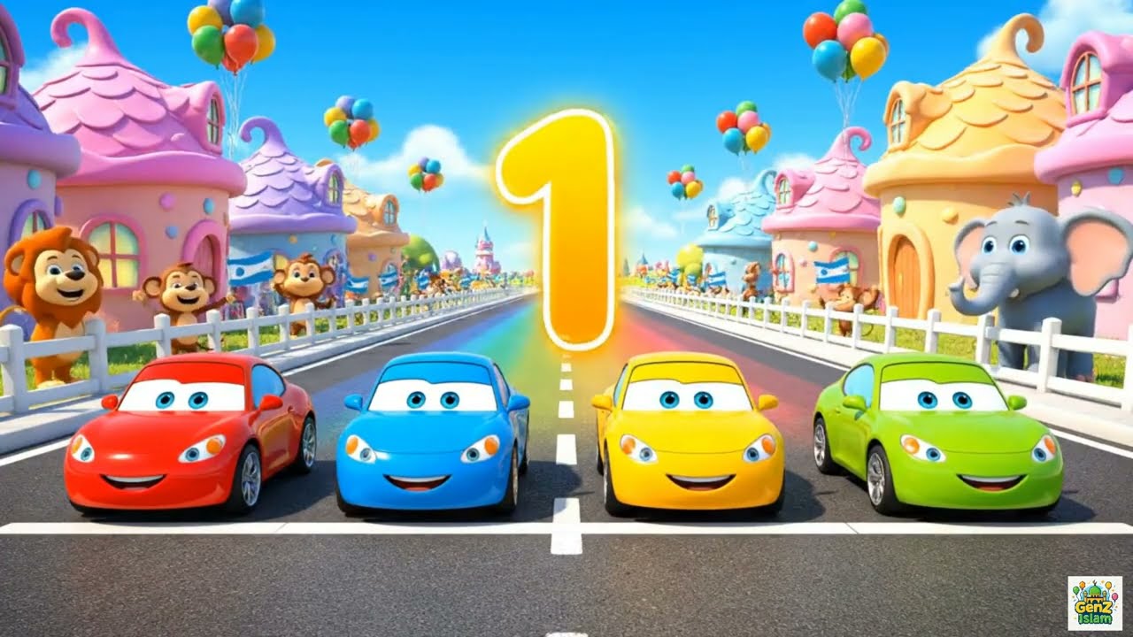 Learn Quran Surah Al-Fatiha with Tajweed + English Translation | Fun Car Racing Cartoon for Kids