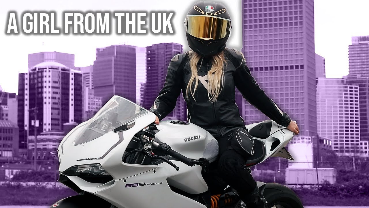 CUTE BLONDE rides a Ducati 899 Panigale!