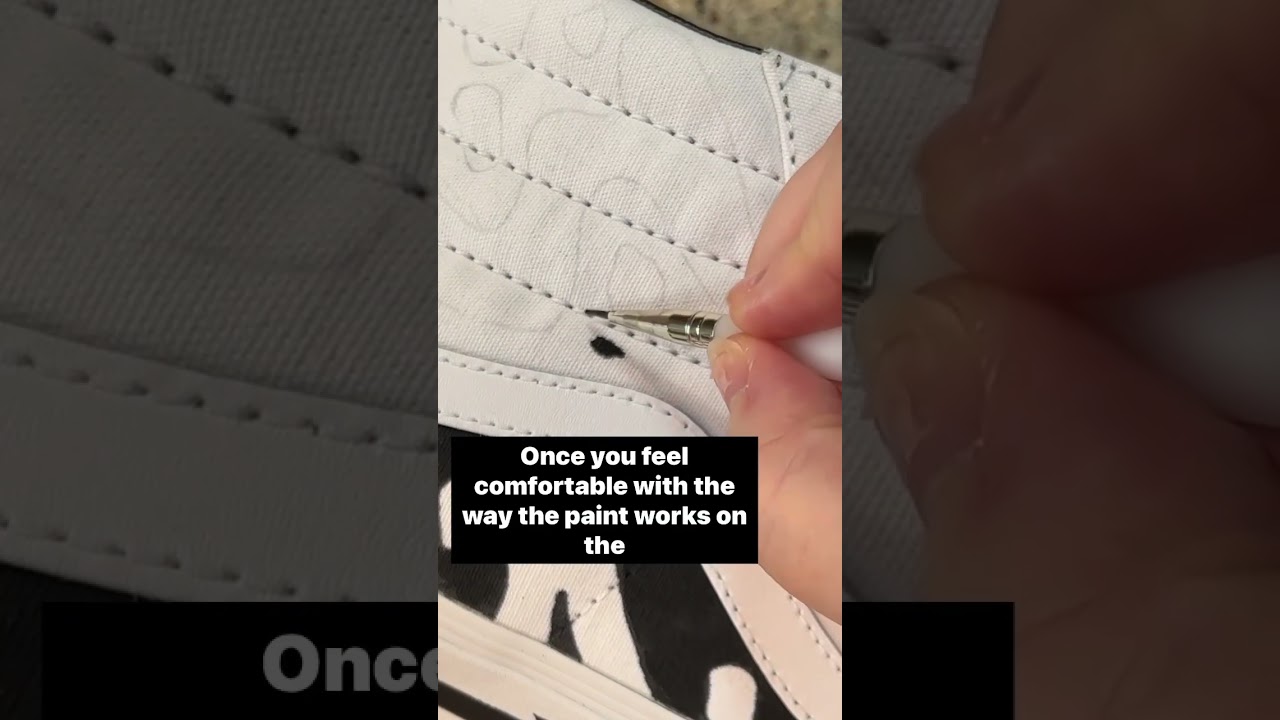 Custom sneaker tutorial: painting on canvas with crisp details #customsneaker #customfootwear