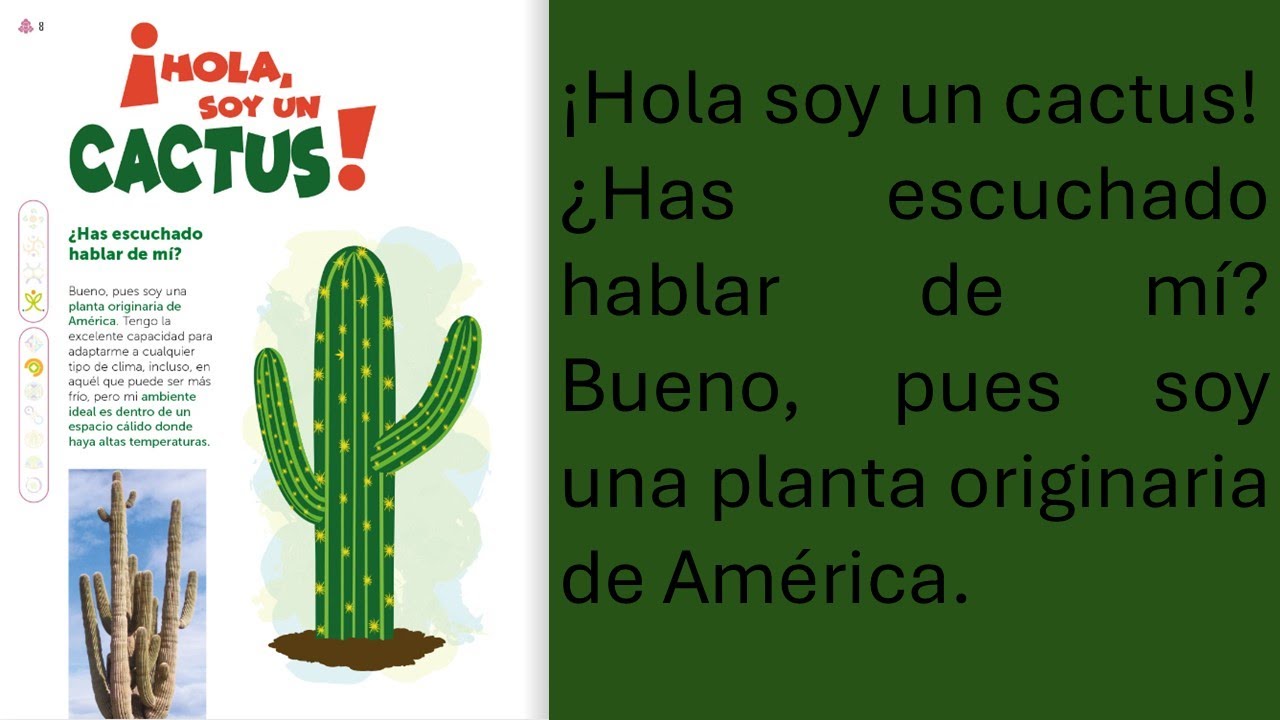 3&deg; Grado. Libro de M&uacute;ltiples Lenguajes. Lectura 1: Hola soy un cactus