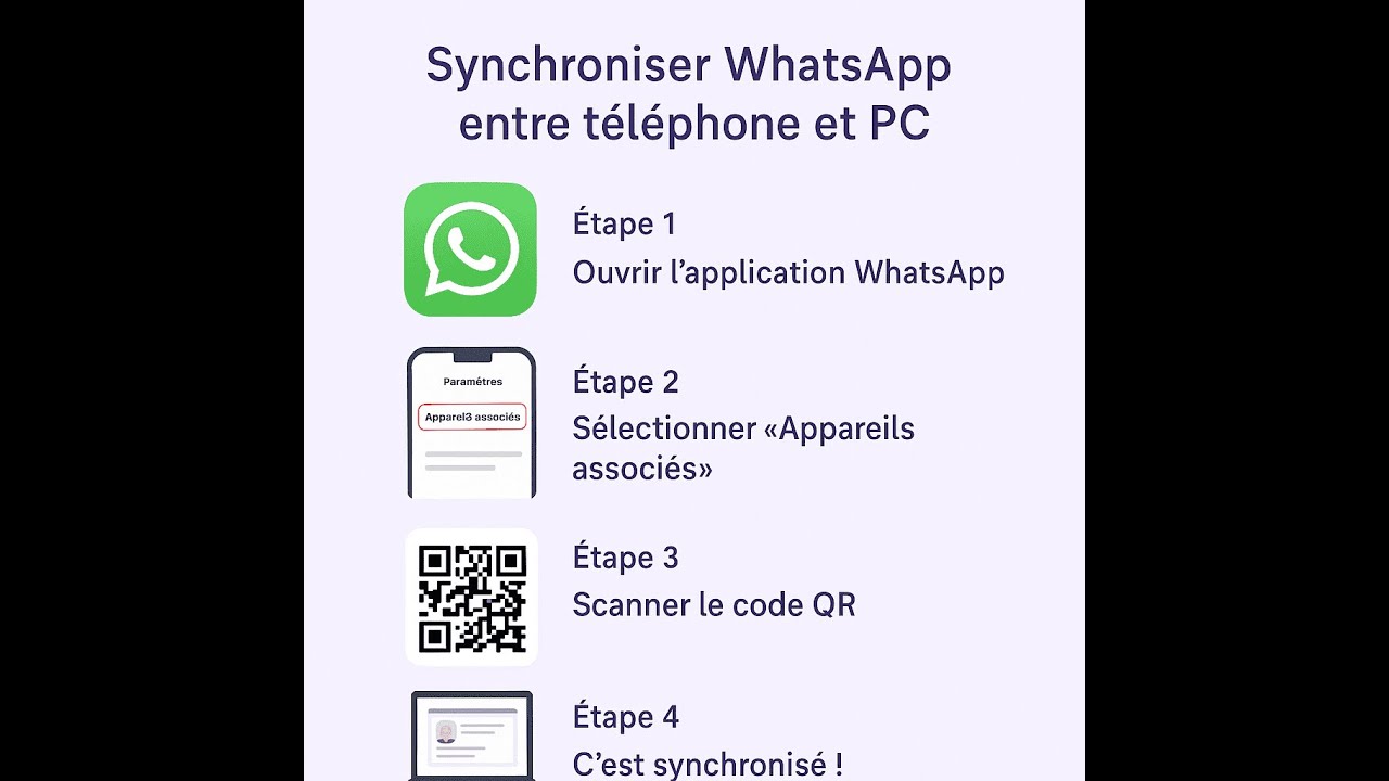 Synchronisez WhatsApp entre un téléphone (iPhone ou Android) et un ordinateur (PC,MAC).