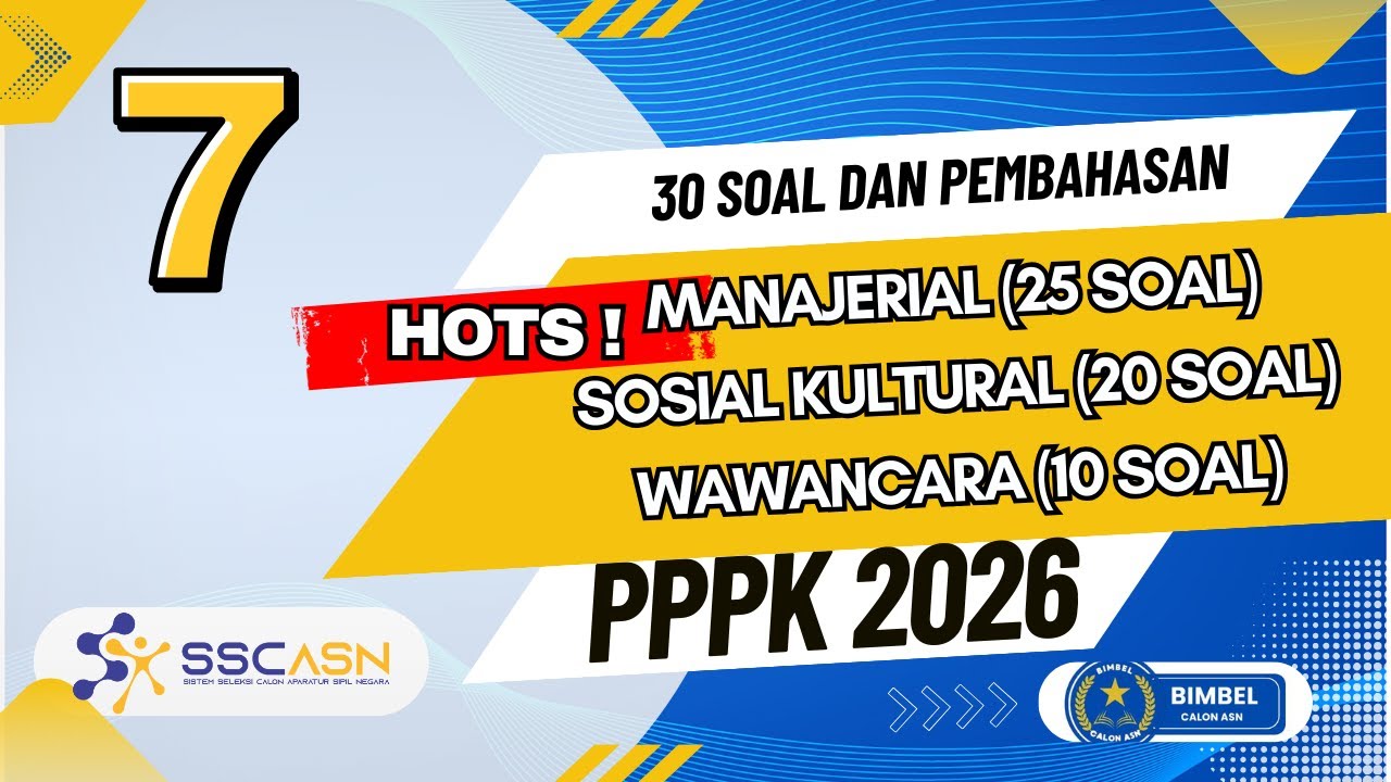 [PART 7] BOCORAN TES PPPK 2026  MANAJERIAL, SOSIO KULTURAL, WAWANCARA 55 SOAL DAN PEMBAHASAN #pppk