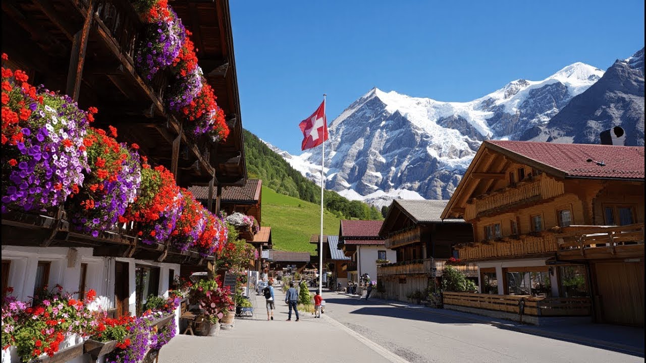 Walking Tour of Grindelwald, Switzerland 🇨🇭 in 4K | Peaceful Swiss Alps Village
