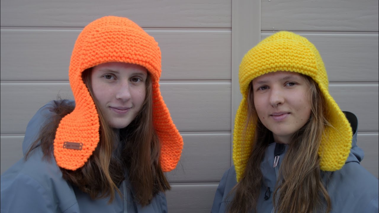 GORRO CON OREJERAS REALIZADO CON DOS AGUJAS