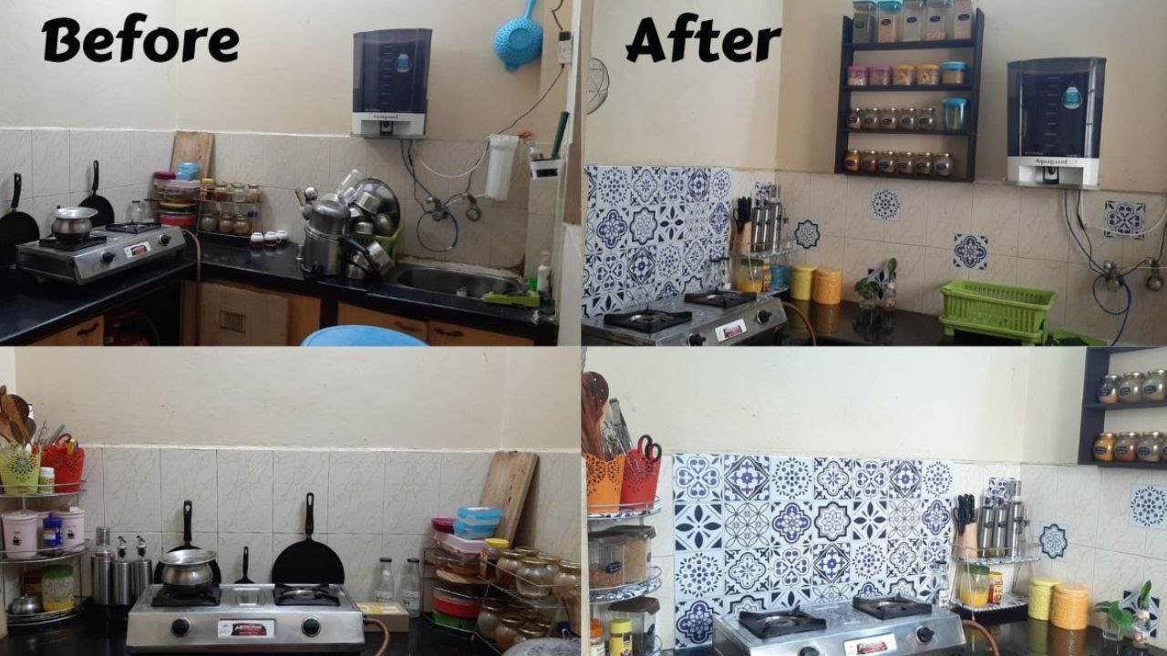 Small Kitchen Makeover Vlog😍,Indian Small , Rental, Non-Modular Kitchen || Kitchen Tips || Makeover