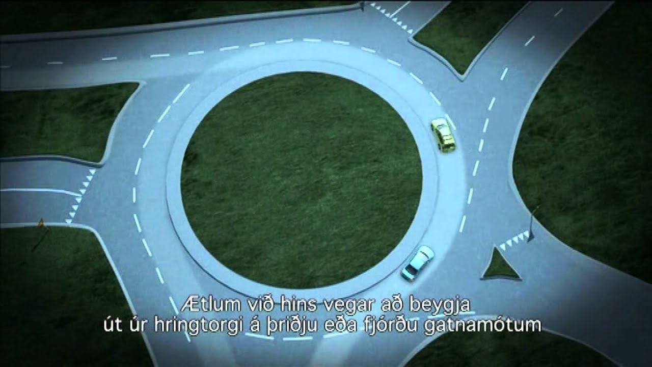 Akstur í hringtorgi.