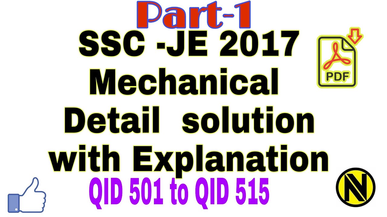 SSC-JE 2017 Mechanical Paper-1 detail solution with explanation Part-1