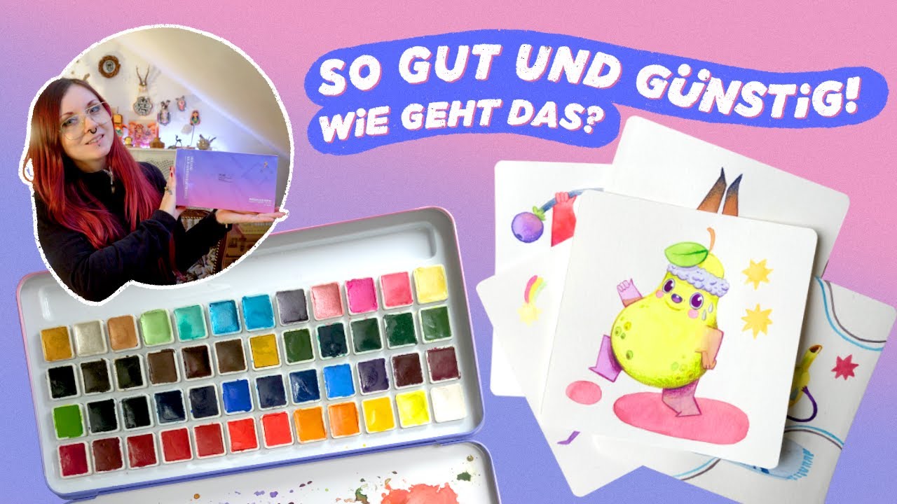 Gut für Beginner UND Profis? MEILIANG Aquarell-TEST | 48 Farben (36 normale + 12 Glitzer Töne)