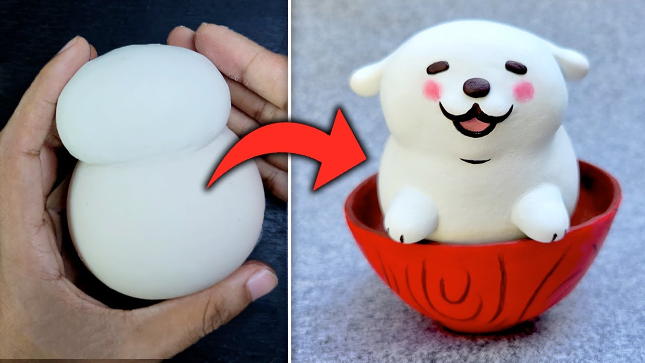He hecho una FIGURA de HUNTLEO 🐶🍚  en Porcelana Fría 【Timelapse】