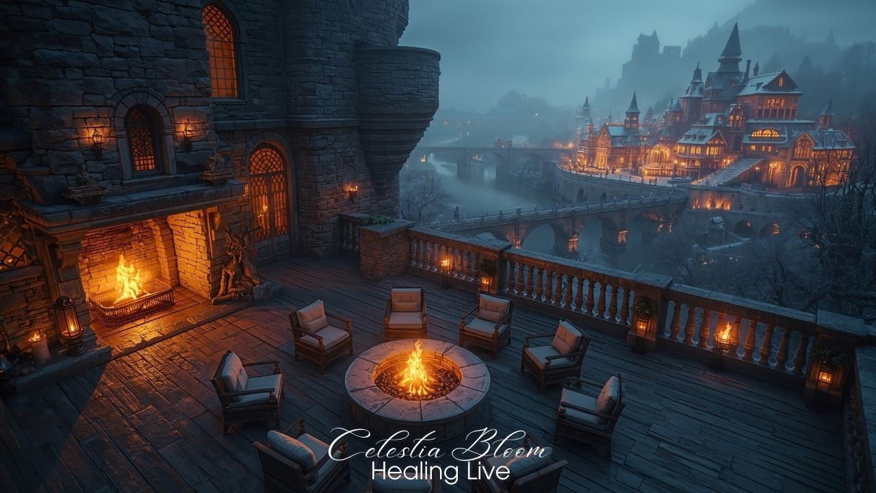 Castle Fireplace Jazz 24/7 🔥🎷 Medieval Night Ambience for Deep Sleep & Focus