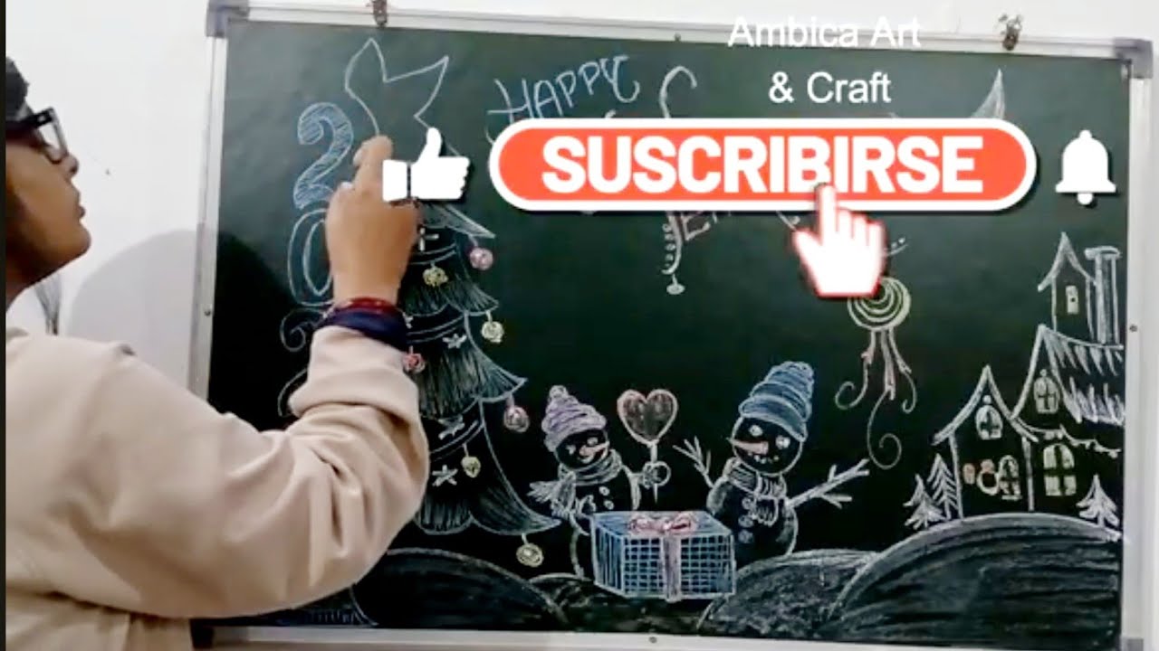 Beautiful blackboard decoration with chalk, blackboard decoration idea for New year & christmas