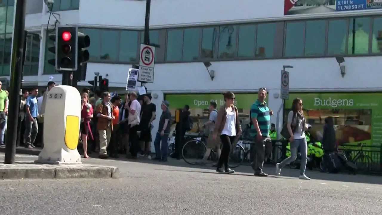 March for England edl Brighton Rainbow flag 2011