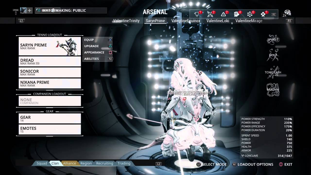 Warframe - Kneeling at Arsenal Bug