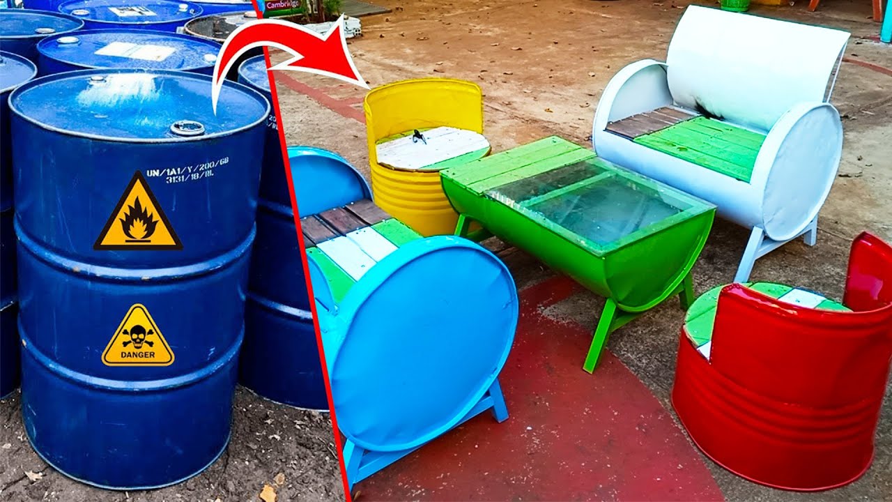 Oil Metal Barrel Tables - Recycle Oil Metal Barrel Into Chairs and Tables - Metal Narrels Ideas
