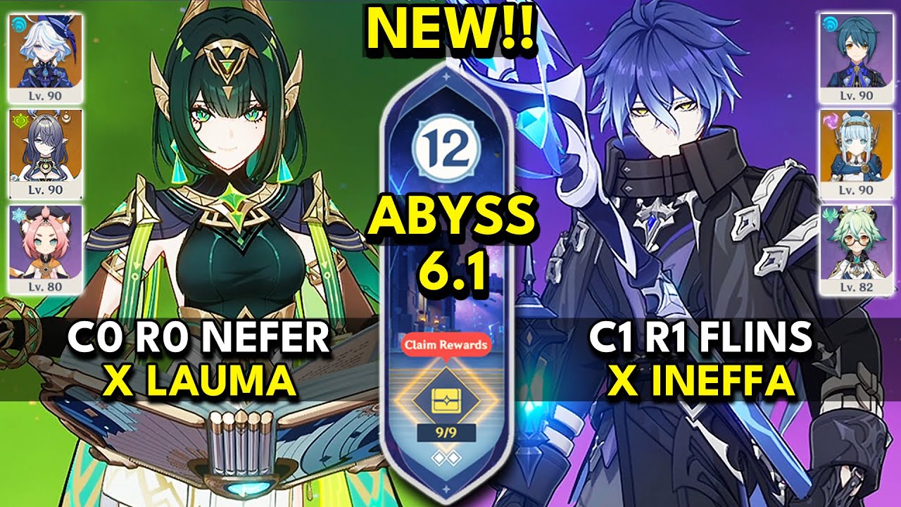 C0 Nefer x Lauma & C1 Flins x Ineffa | Spiral Abyss 6.1 Floor 12 | Genshin Impact 6.1